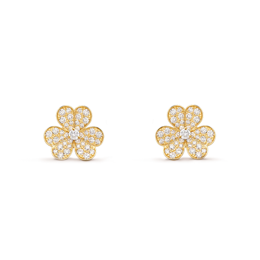 [Panda Jewelry]FRIVOLE GOLD FLOWER DIAMOND EARRINGS