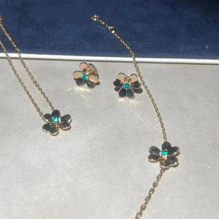 [Panda Jewelry]FRIVOLE  FLOWER MALACHITE EARRINGS