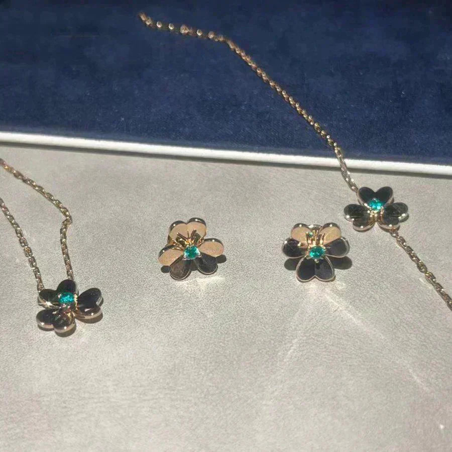 [Panda Jewelry]FRIVOLE  FLOWER MALACHITE EARRINGS