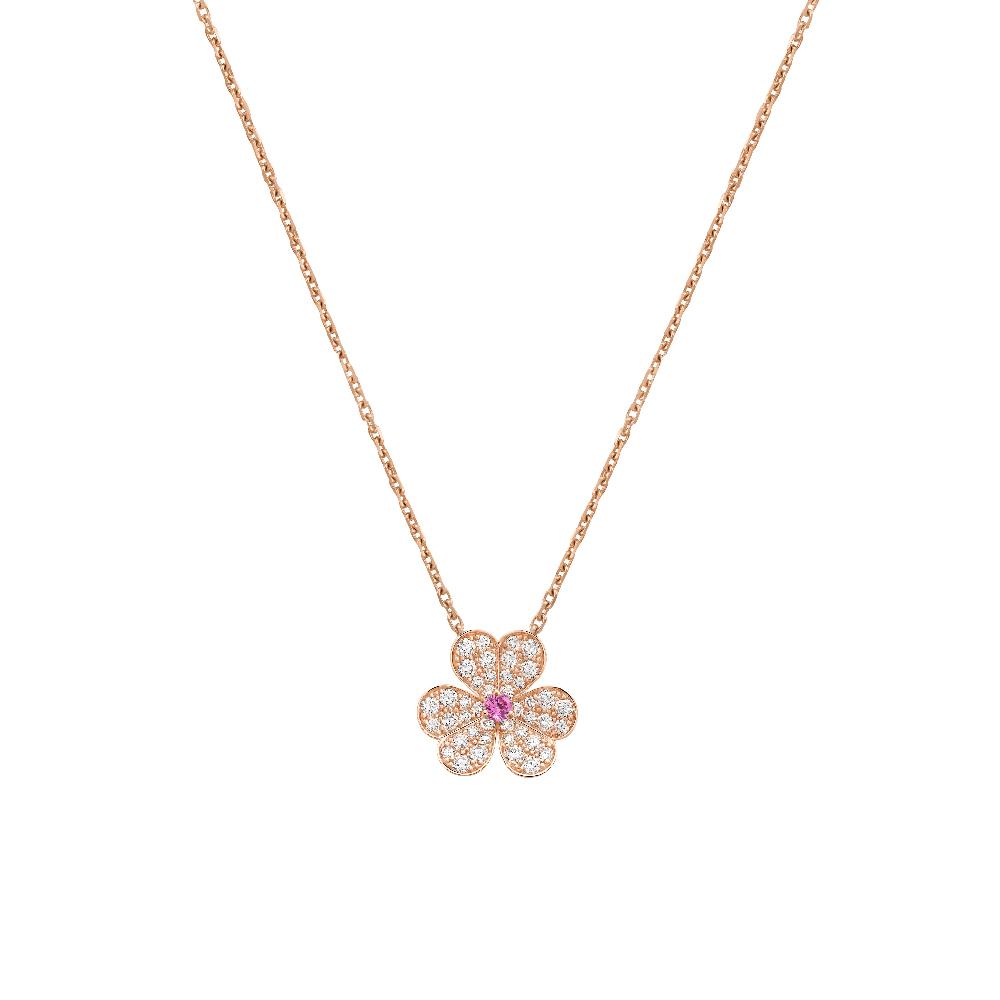 [Panda Jewelry]FRIVOLE ROSE GOLD FLOWER DIAMOND NECKLACE