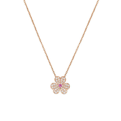 [Panda Jewelry]FRIVOLE ROSE GOLD FLOWER DIAMOND NECKLACE