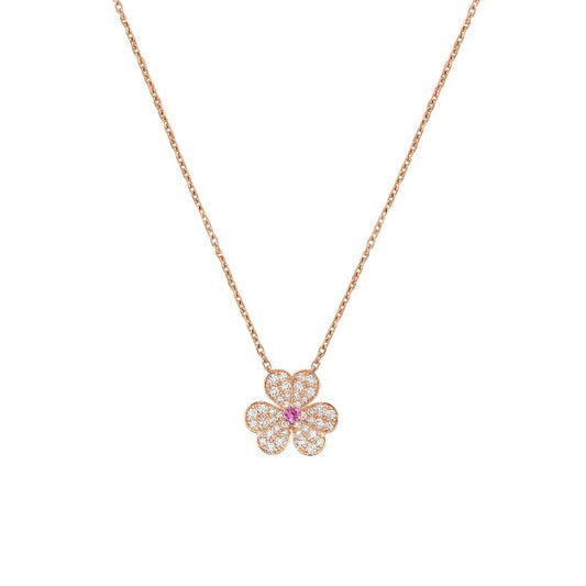 [Panda Jewelry]FRIVOLE ROSE GOLD FLOWER DIAMOND NECKLACE