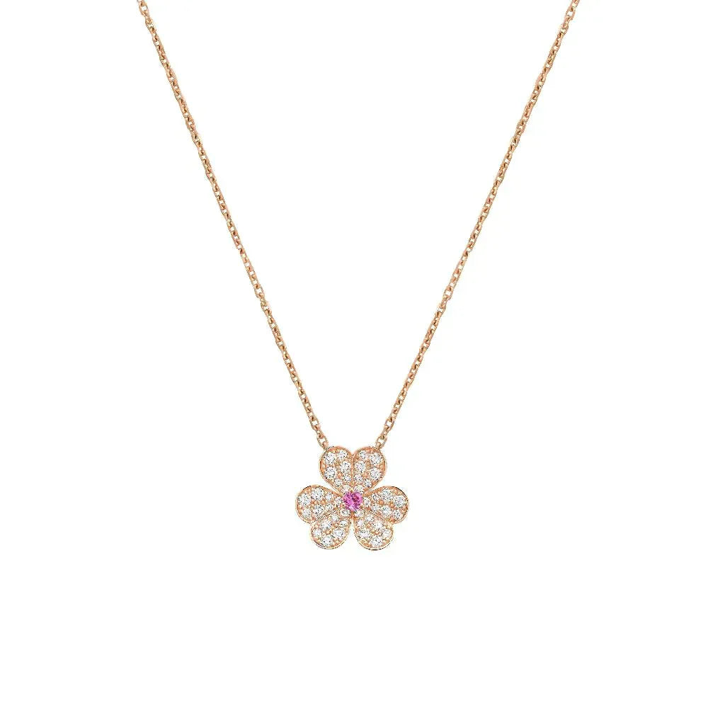 [Panda Jewelry]FRIVOLE ROSE GOLD FLOWER DIAMOND NECKLACE