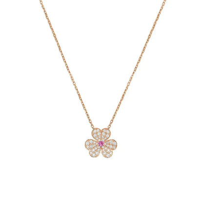 [Panda Jewelry]FRIVOLE ROSE GOLD FLOWER DIAMOND NECKLACE