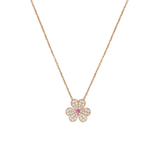 [Panda Jewelry]FRIVOLE ROSE GOLD FLOWER DIAMOND NECKLACE