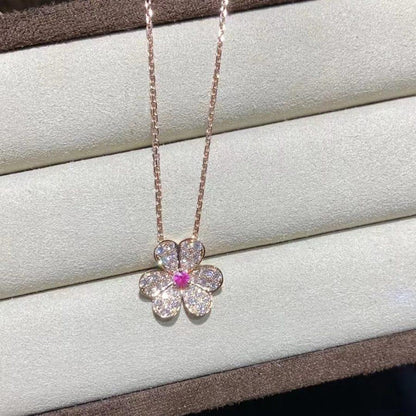 [Panda Jewelry]FRIVOLE ROSE GOLD FLOWER DIAMOND NECKLACE