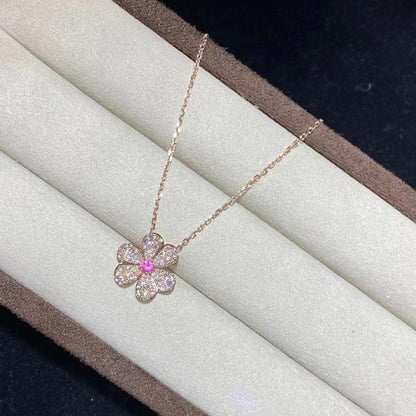 [Panda Jewelry]FRIVOLE ROSE GOLD FLOWER DIAMOND NECKLACE