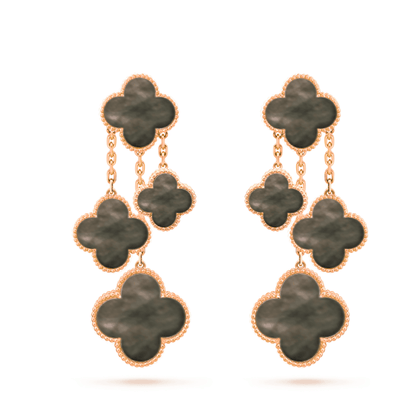 [Panda Jewelry]CLOVER EARRINGS DARK MOP 4 MOTIFS ROSE GOLD