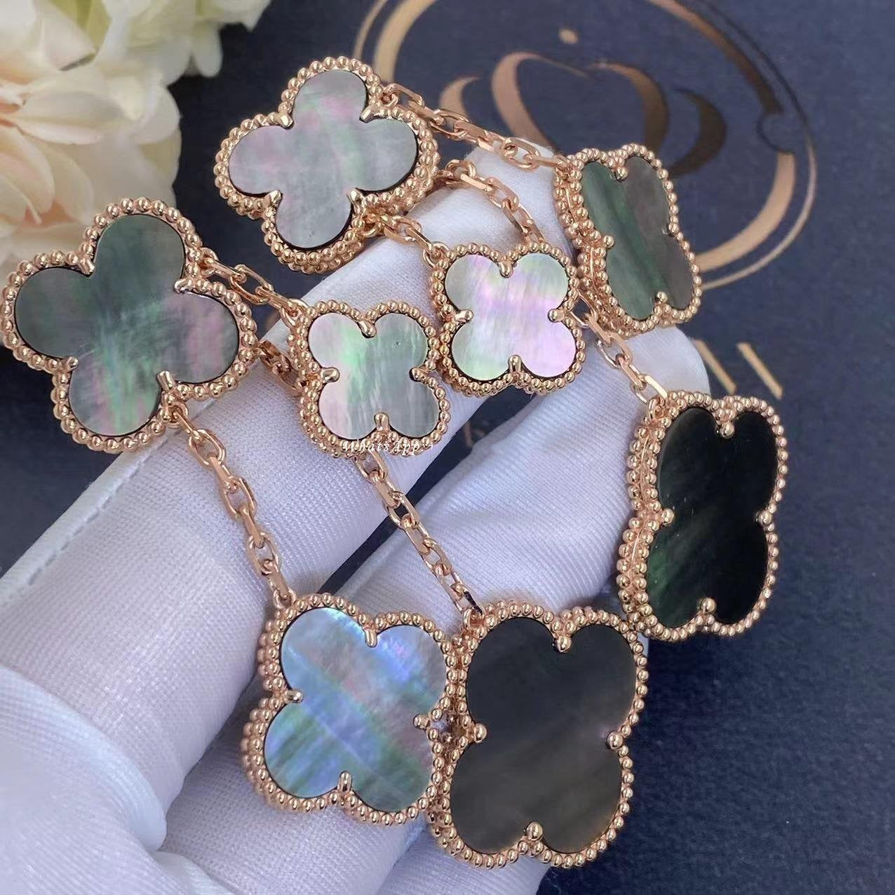 [Panda Jewelry]CLOVER EARRINGS DARK MOP 4 MOTIFS ROSE GOLD