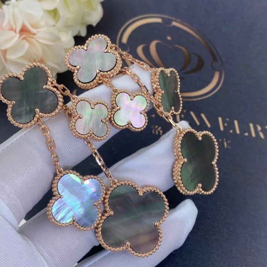 [Panda Jewelry]CLOVER EARRINGS DARK MOP 4 MOTIFS ROSE GOLD