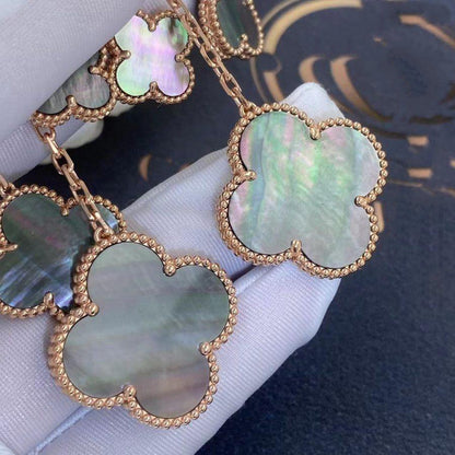 [Panda Jewelry]CLOVER EARRINGS DARK MOP 4 MOTIFS ROSE GOLD