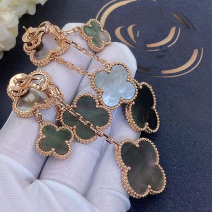 [Panda Jewelry]CLOVER EARRINGS DARK MOP 4 MOTIFS ROSE GOLD