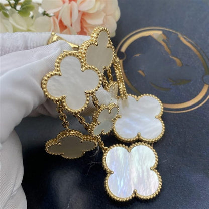 [Panda Jewelry]CLOVER EARRINGS WHITE MOP 4 MOTIFS GOLD