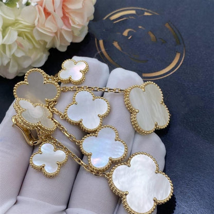 [Panda Jewelry]CLOVER EARRINGS WHITE MOP 4 MOTIFS GOLD