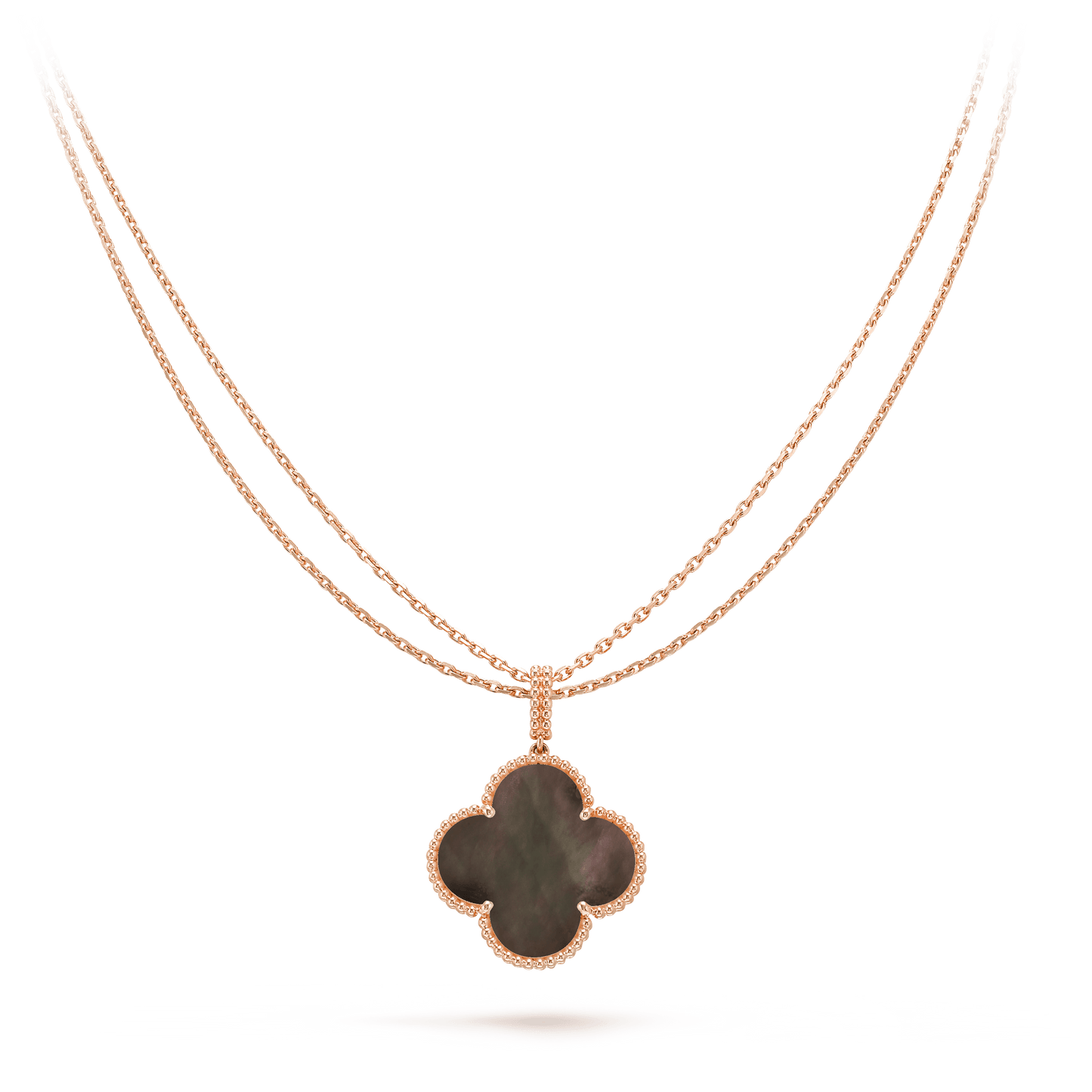 [Panda Jewelry]CLOVER 25MM GOLD DARK MOP BIG CLOVER NECKLACE