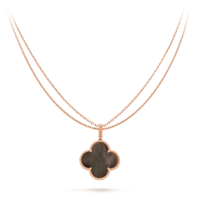 [Panda Jewelry]CLOVER 25MM GOLD DARK MOP BIG CLOVER NECKLACE