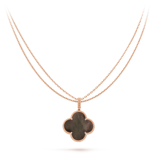[Panda Jewelry]CLOVER 25MM GOLD DARK MOP BIG CLOVER NECKLACE