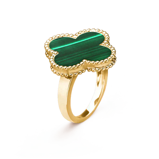 [Panda Jewelry]CLOVER MALACHITE RING