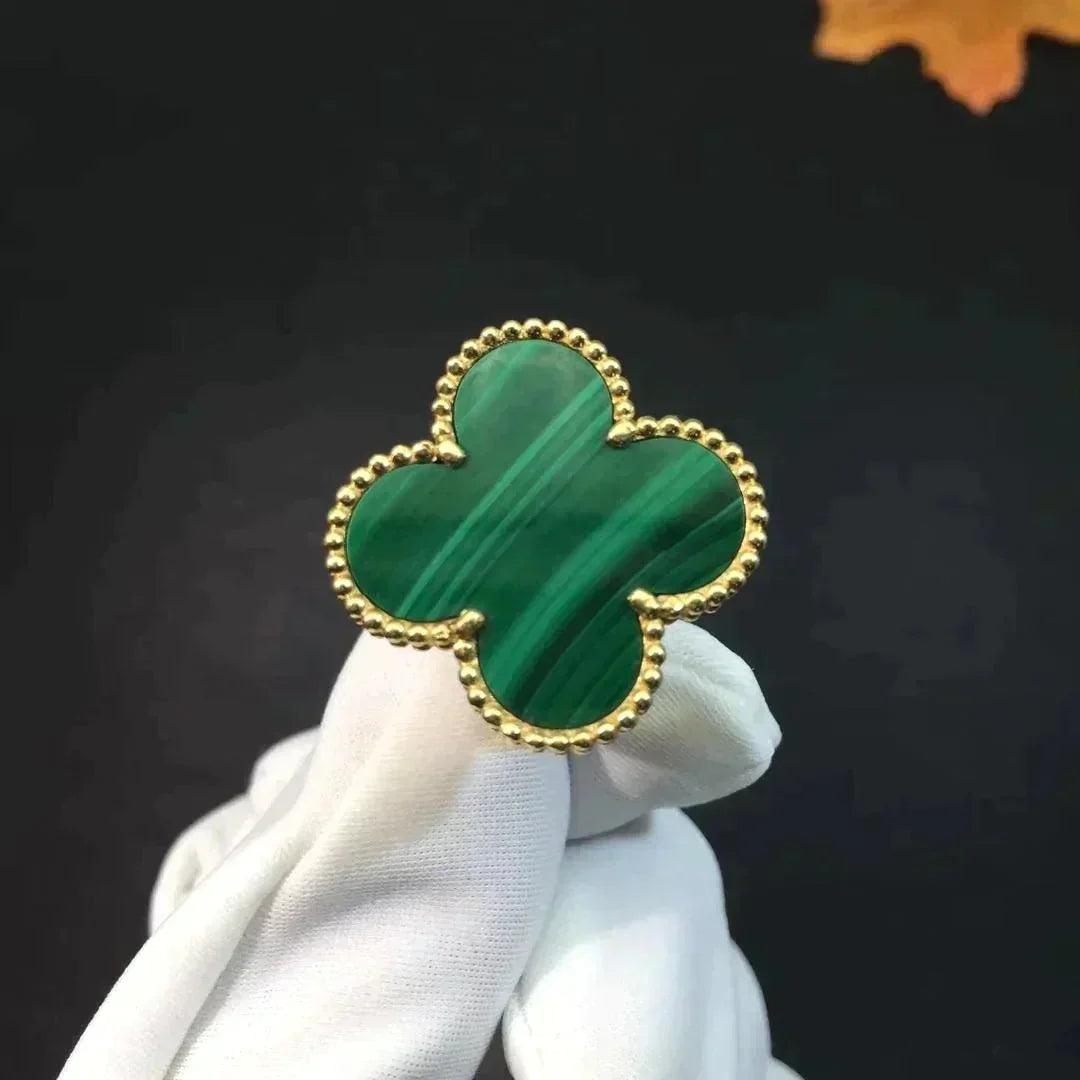 [Panda Jewelry]CLOVER MALACHITE RING