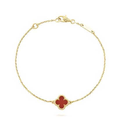 [Panda Jewelry]CLOVER  CARNELIAN SINGLE FLOWER BRACELET