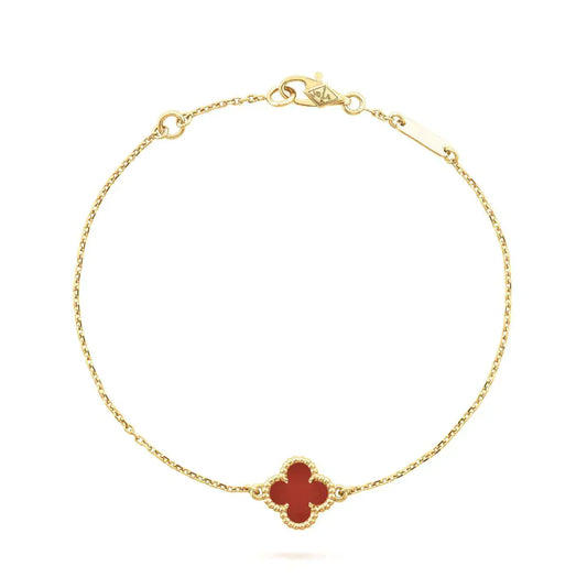 [Panda Jewelry]CLOVER  CARNELIAN SINGLE FLOWER BRACELET