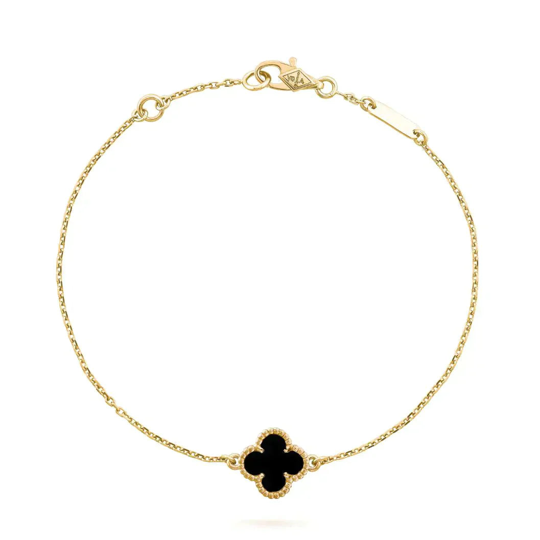 [Panda Jewelry]CLOVER ONYX SINGLE FLOWER BRACELET