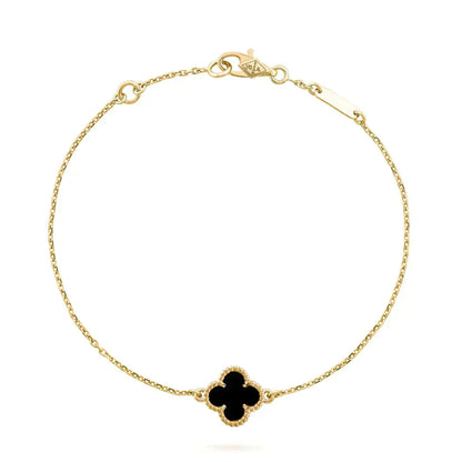 [Panda Jewelry]CLOVER ONYX SINGLE FLOWER BRACELET