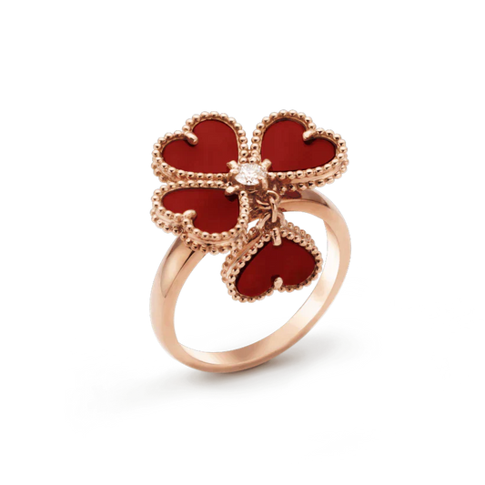 [Panda Jewelry]SWEET CLOVER CARNELIAN RING