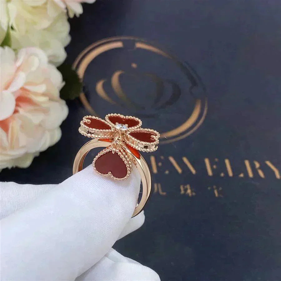[Panda Jewelry]SWEET CLOVER CARNELIAN RING