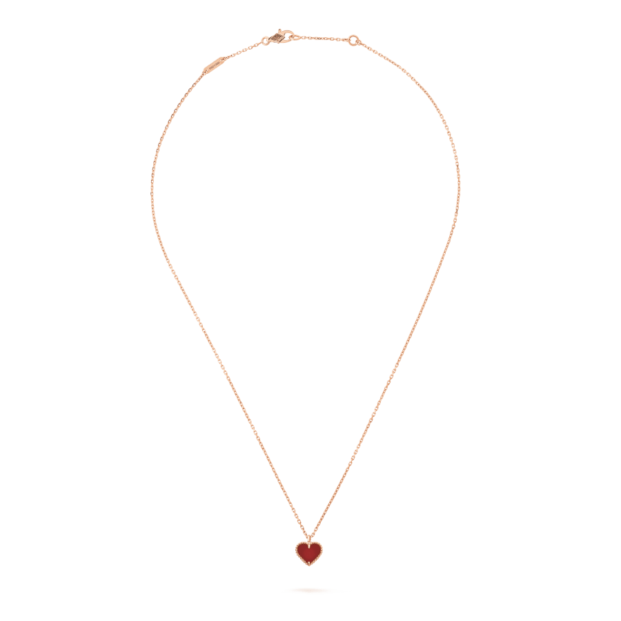 [Panda Jewelry]SWEET CLOVER CARNELIAN HEART NECKLACE