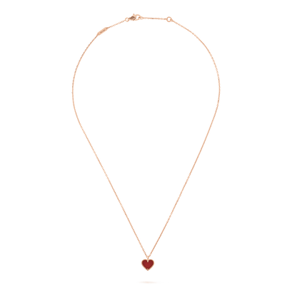 [Panda Jewelry]SWEET CLOVER CARNELIAN HEART NECKLACE