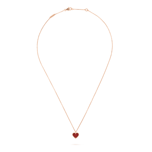 [Panda Jewelry]SWEET CLOVER CARNELIAN HEART NECKLACE