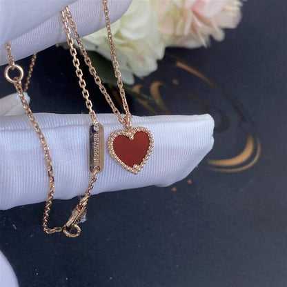 [Panda Jewelry]SWEET CLOVER CARNELIAN HEART NECKLACE