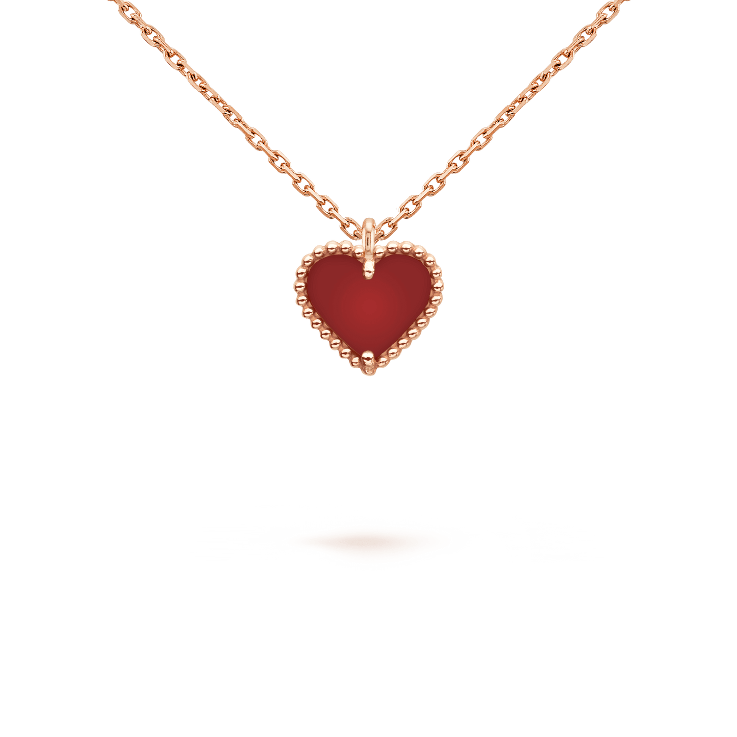 [Panda Jewelry]SWEET CLOVER CARNELIAN HEART NECKLACE
