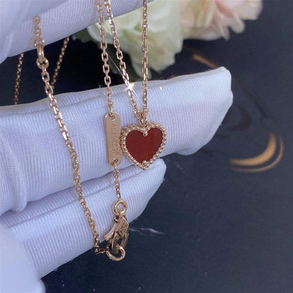 [Panda Jewelry]SWEET CLOVER CARNELIAN HEART NECKLACE