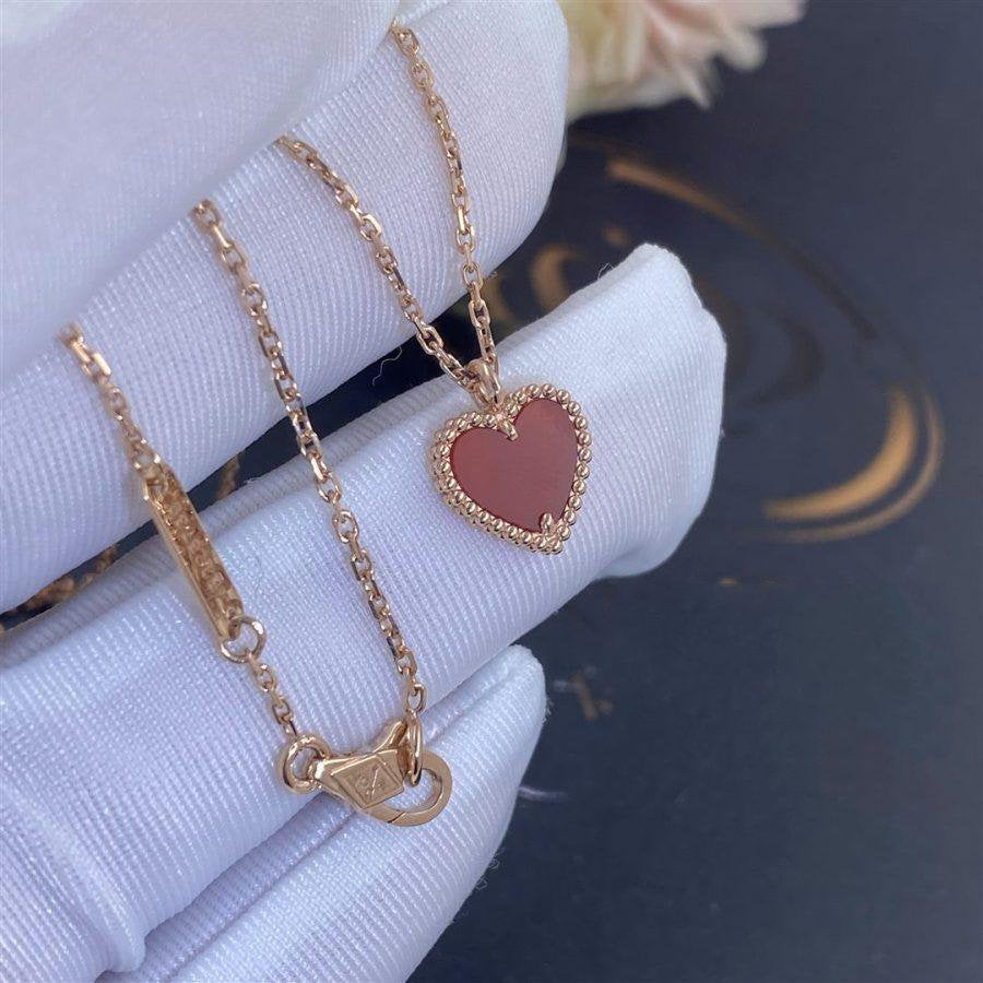 [Panda Jewelry]SWEET CLOVER CARNELIAN HEART NECKLACE