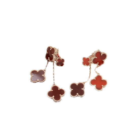 [Panda Jewelry]CLOVER EARRINGS CARNELIAN 4 MOTIFS PINK GOLD