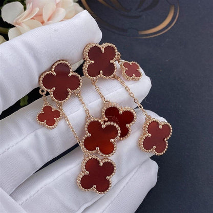 [Panda Jewelry]CLOVER EARRINGS CARNELIAN 4 MOTIFS PINK GOLD