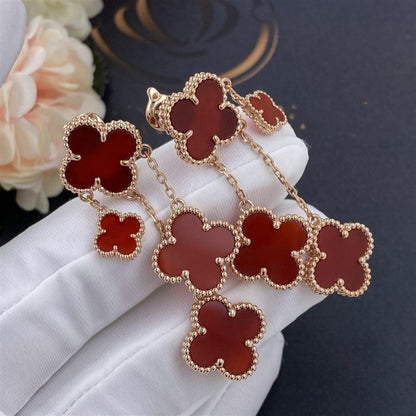 [Panda Jewelry]CLOVER EARRINGS CARNELIAN 4 MOTIFS PINK GOLD