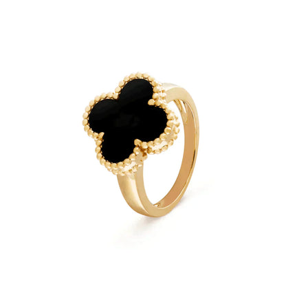 [Panda Jewelry]CLOVER ONYX RING