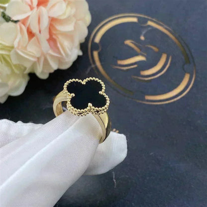 [Panda Jewelry]CLOVER ONYX RING