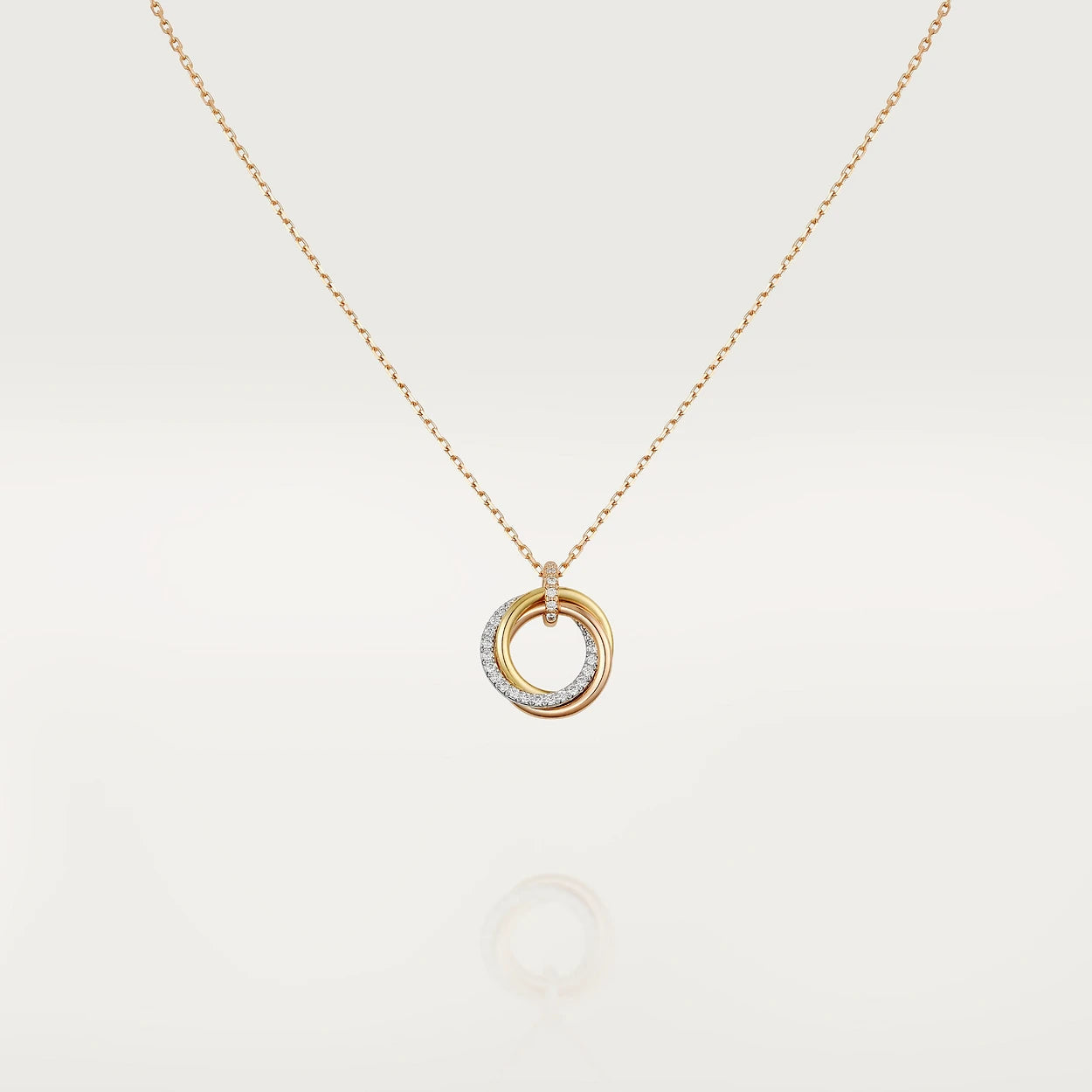 [Panda Jewelry]TRINITY NECKLACE SILVER GOLD PINK GOLD DIAMONDS