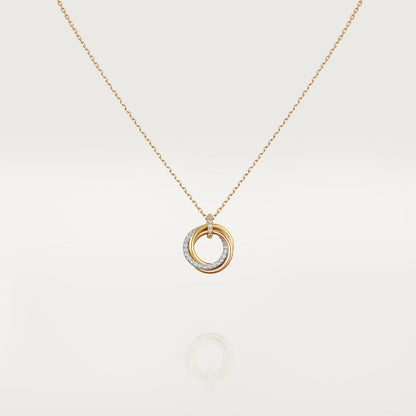 [Panda Jewelry]TRINITY NECKLACE SILVER GOLD PINK GOLD DIAMONDS
