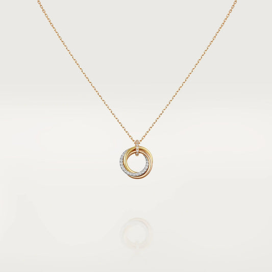 [Panda Jewelry]TRINITY NECKLACE SILVER GOLD PINK GOLD DIAMONDS