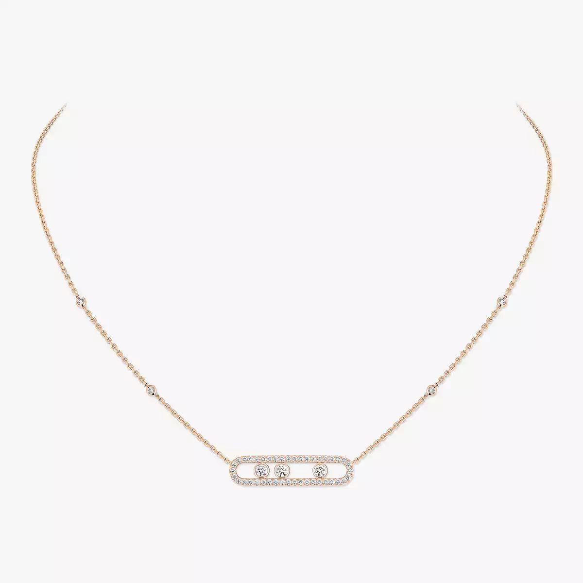 [Panda Jewelry] Move Pave_ Rose Gold Diamond Necklace