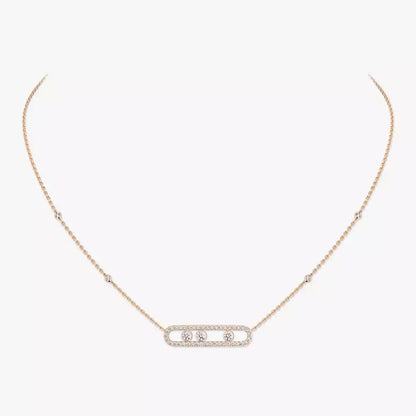 [Panda Jewelry] Move Pave_ Rose Gold Diamond Necklace