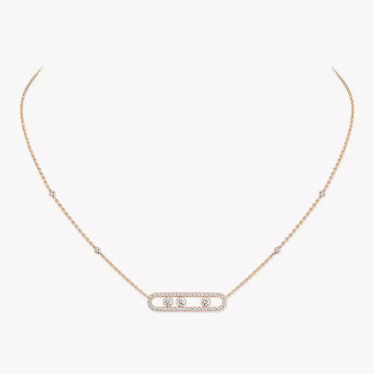 [Panda Jewelry] Move Pave_ Rose Gold Diamond Necklace