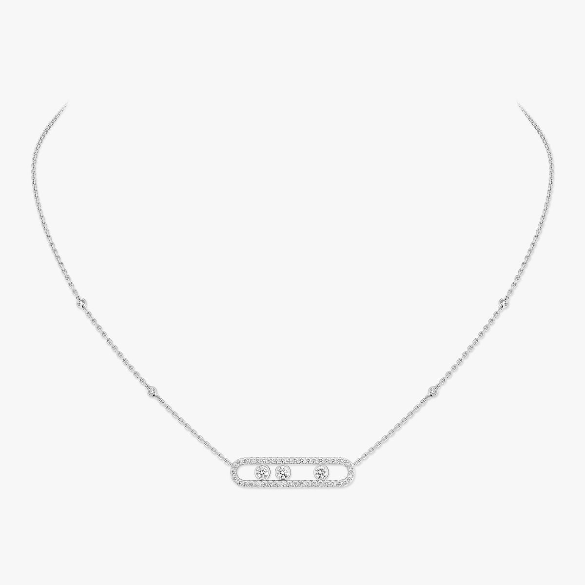 [Panda Jewelry] Move Pave_ Rose Gold Diamond Necklace