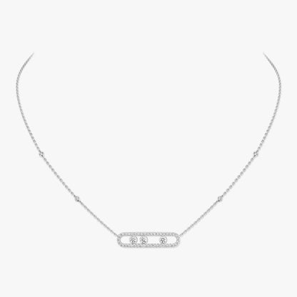 [Panda Jewelry] Move Pave_ Rose Gold Diamond Necklace