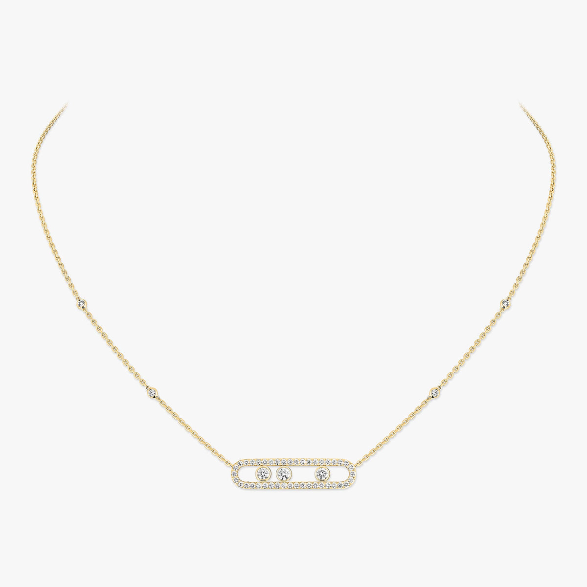 [Panda Jewelry] Move Pave_ Rose Gold Diamond Necklace